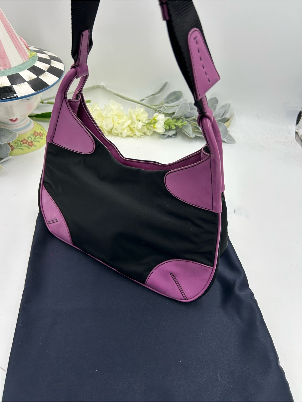 Women's Prada TESSUTO nylon/Leather shoulder Bag made in Italy . PRISTINE - Picture 4 of 12